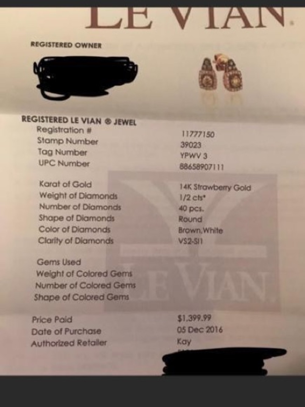 14k Rose Gold LeVian Diamond Stud Earrings! - Picture 11 of 11